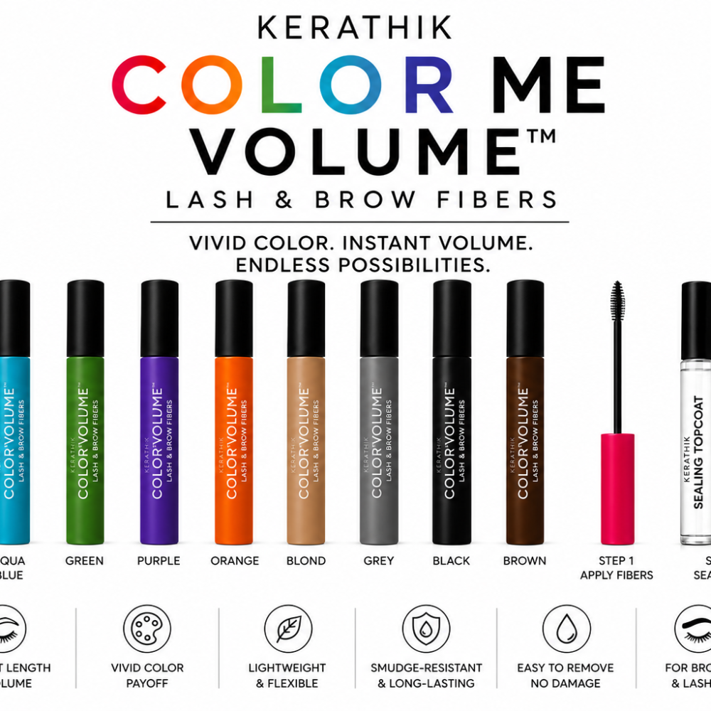 Color My Lashes and Brows with Kerathik color volume fibers_
