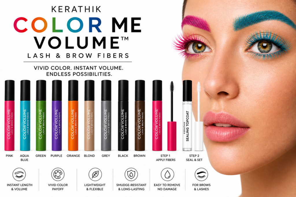 Kerathik Color Me Volume Lash & Brow Fibers.